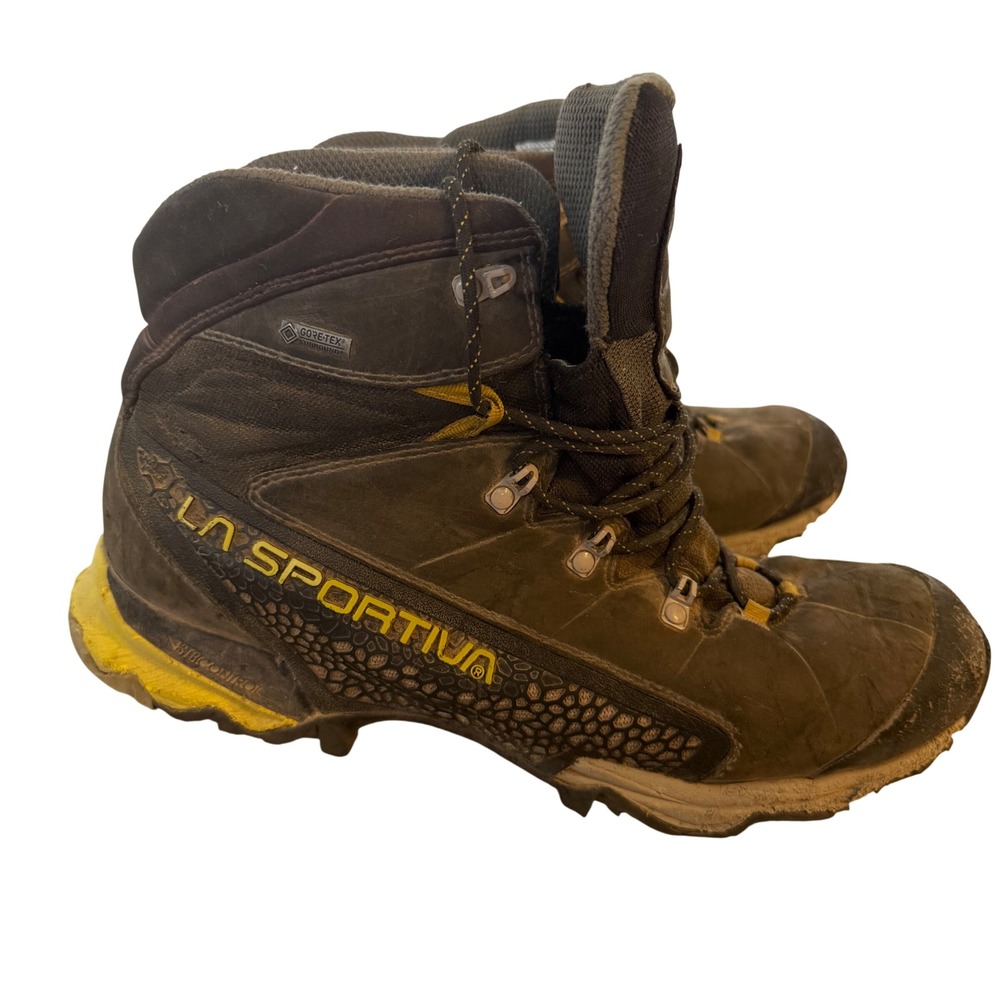 La Sportiva Nucleo High GTX Mens Hiking Boots Black Yellow Gore-Tex Size 13 US